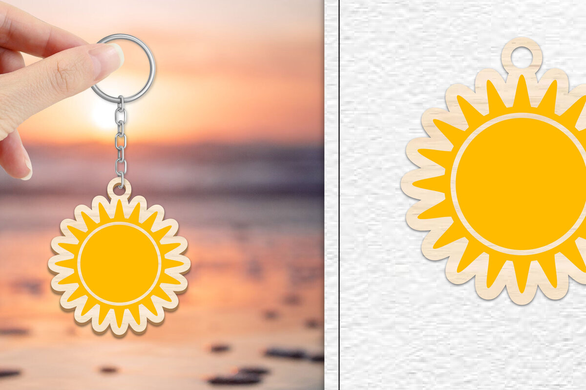 Σετ των 3 Intra απο ξύλο plywood 3mm-4mm πάχος – Κοπή Laser Μπρελόκ Sun | Καλοκαιρινό μπρελόκ Δίασταση  5x5 cm INTRAFABR-101735999