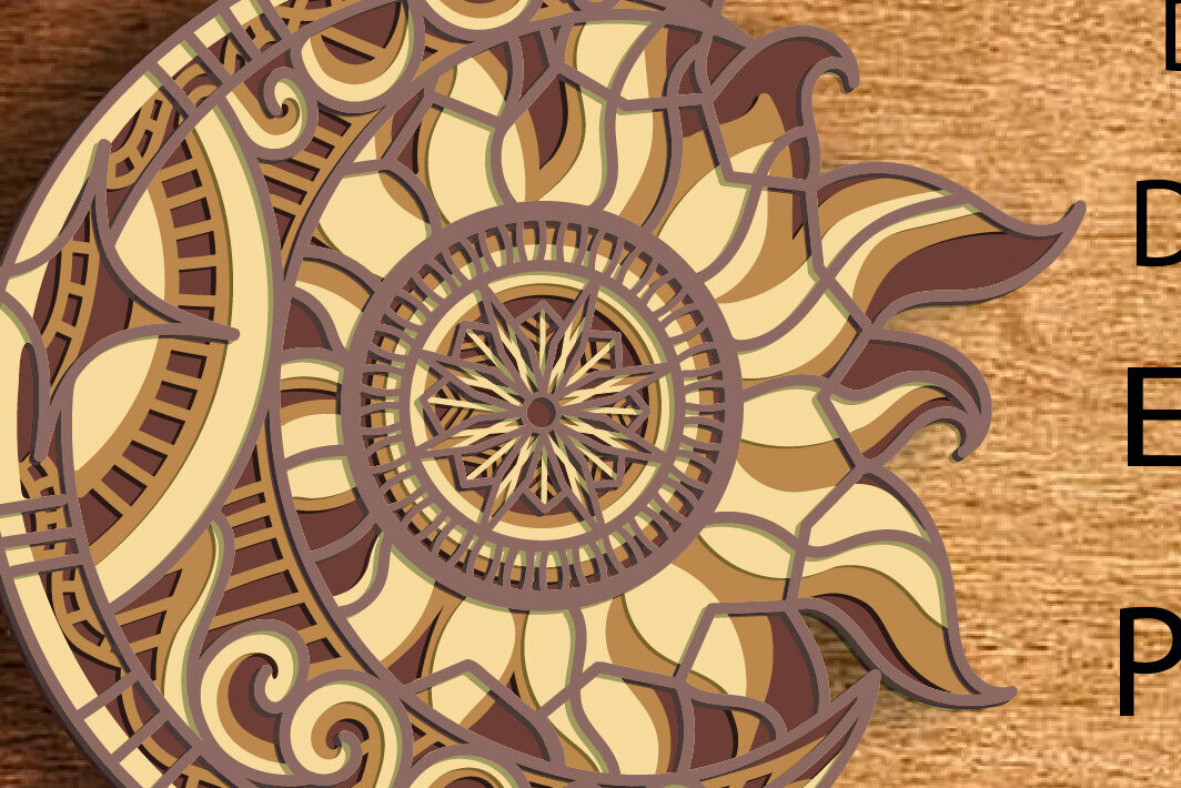 Σετ των 2 Intra απο ξύλο plywood 3mm-4mm πάχος – Sun Moon Multilayer/Lasercut/Paper Δίασταση  20x20 cm INTRAFABR-86752022