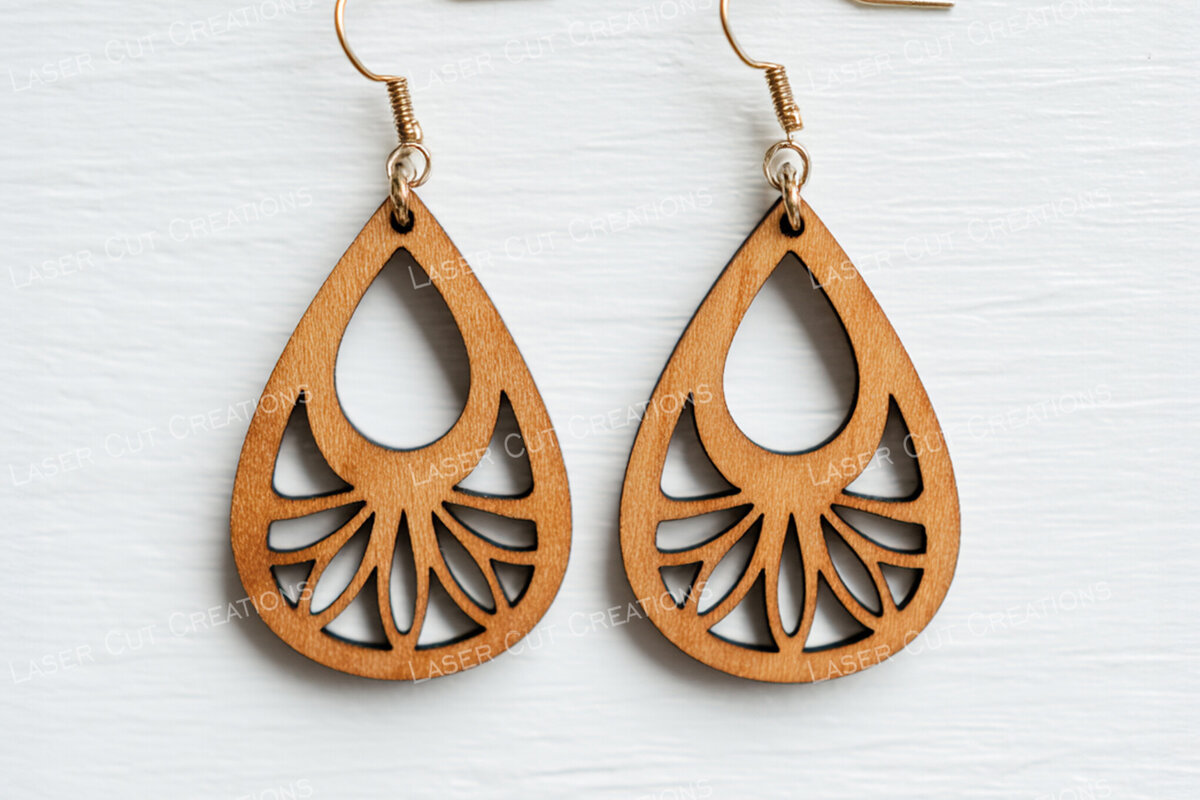 Σετ των 3 Intra απο ξύλο plywood 3mm-4mm πάχος – Σκουλαρίκια Sunburst Petal Drop Δίασταση  5x5 cm INTRAFABR-124957541