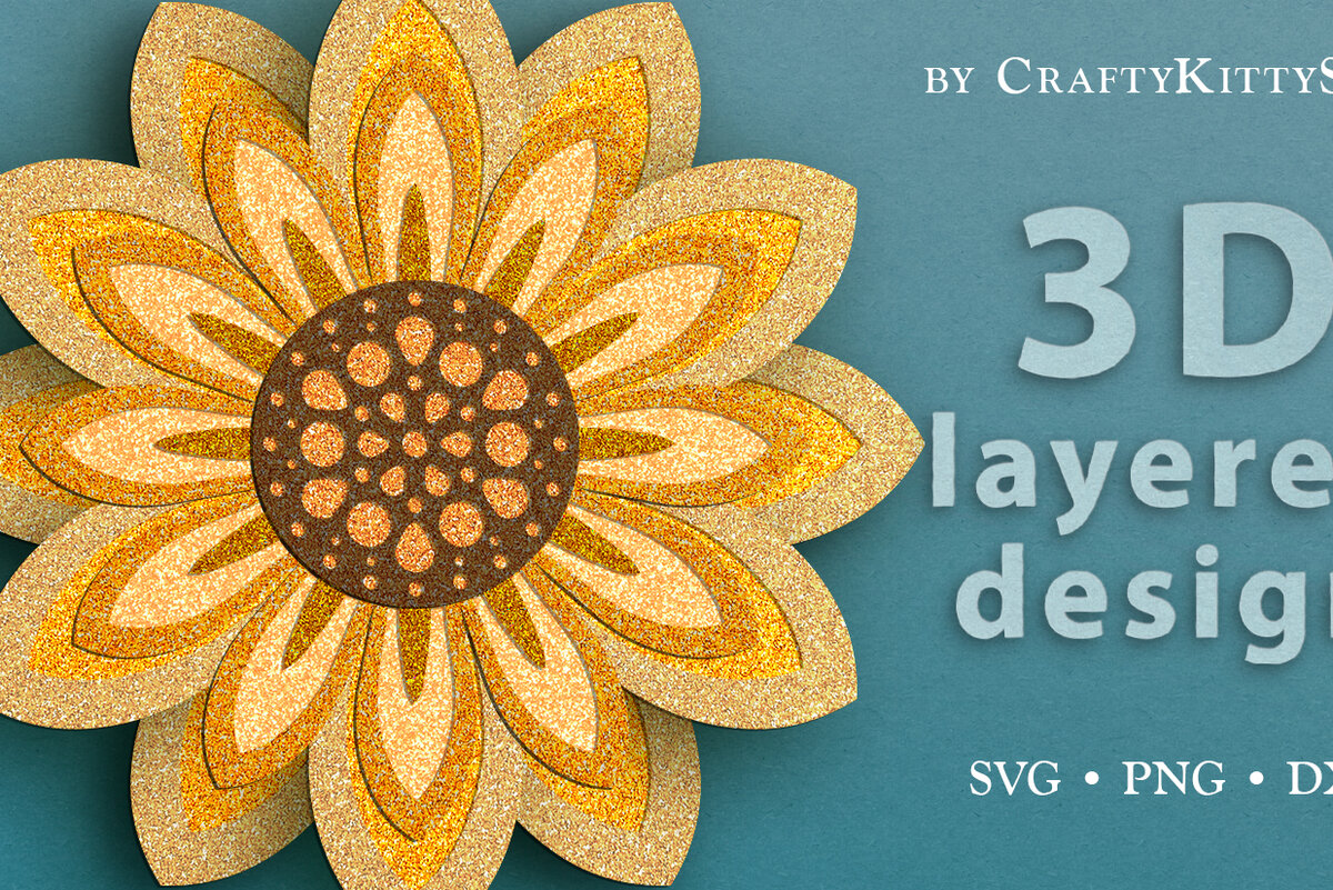 Σετ των 2 Intra απο ξύλο plywood 3mm-4mm πάχος – Πρότυπο κοπής λέιζερ 3D ηλίανθου Δίασταση  20x20 cm INTRAFABR-14404894