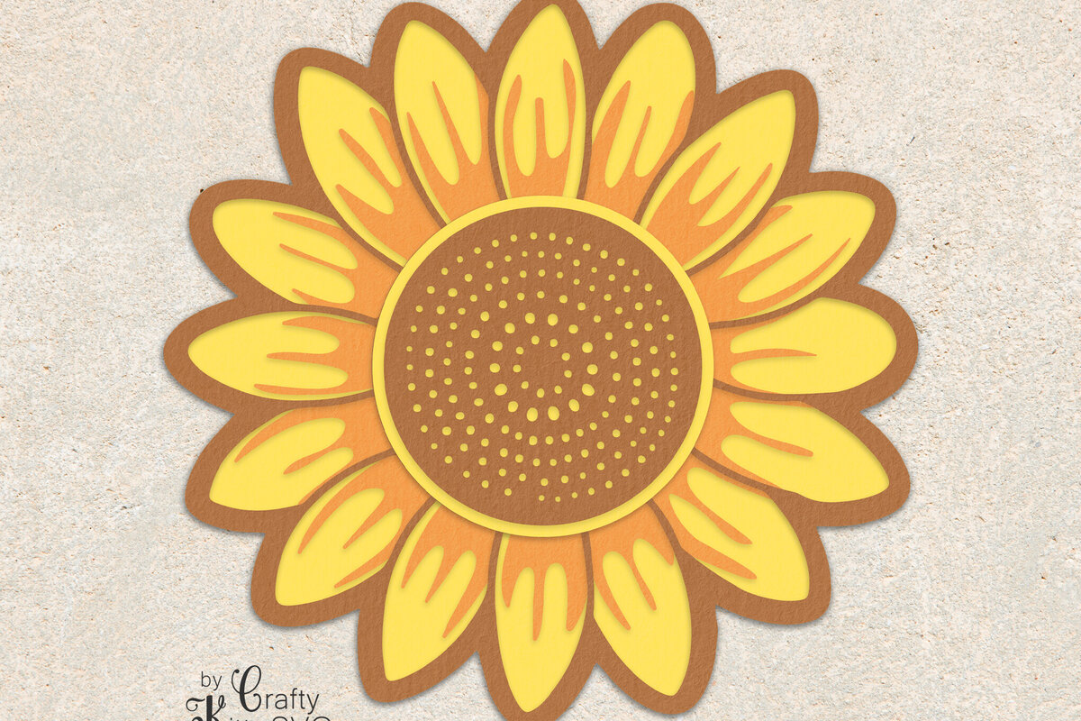 Σετ των 2 Intra απο ξύλο plywood 3mm-4mm πάχος – Αρχείο αποκοπής Sunflower 3D Layer Flower Δίασταση  20x20 cm INTRAFABR-80452273