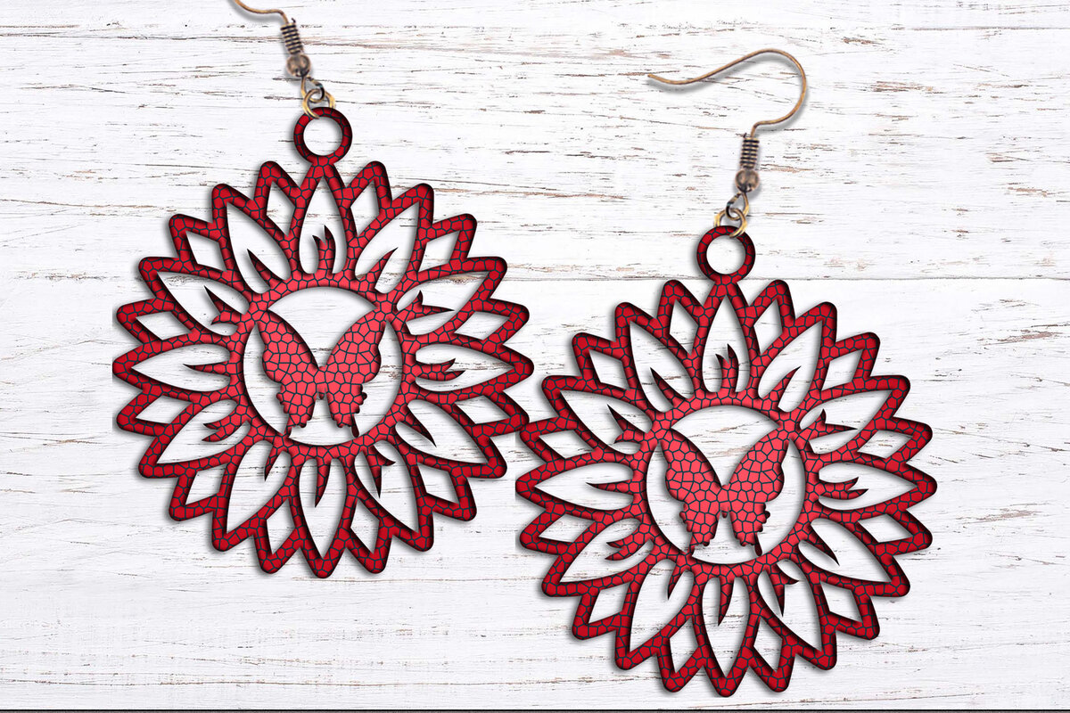 Σετ των 3 Intra απο ξύλο plywood 3mm-4mm πάχος – Σκουλαρίκια ηλίανθου και πεταλούδας Δίασταση  5x5 cm INTRAFABR-27673206