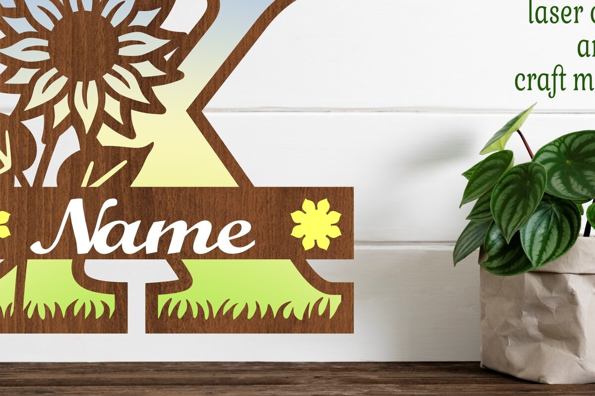 Σετ των 2 Intra απο ξύλο plywood 3mm-4mm πάχος – Μονόγραμμα Ηλίανθου κεφαλαίο Γράμμα X Δίασταση  20x20 cm INTRAFABR-75965619