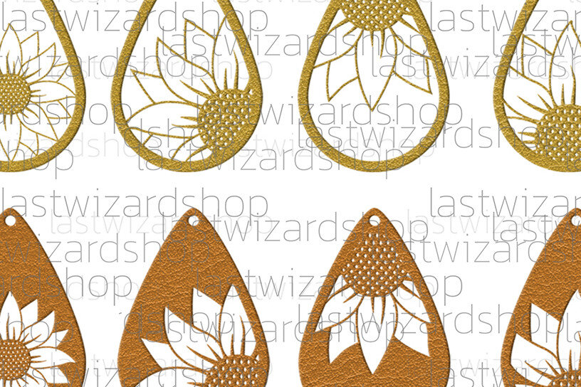 Σετ των 3 Intra απο ξύλο plywood 3mm-4mm πάχος – Σκουλαρίκια ηλίανθου, Boho Sunflower Δίασταση  5x5 cm INTRAFABR-25006938