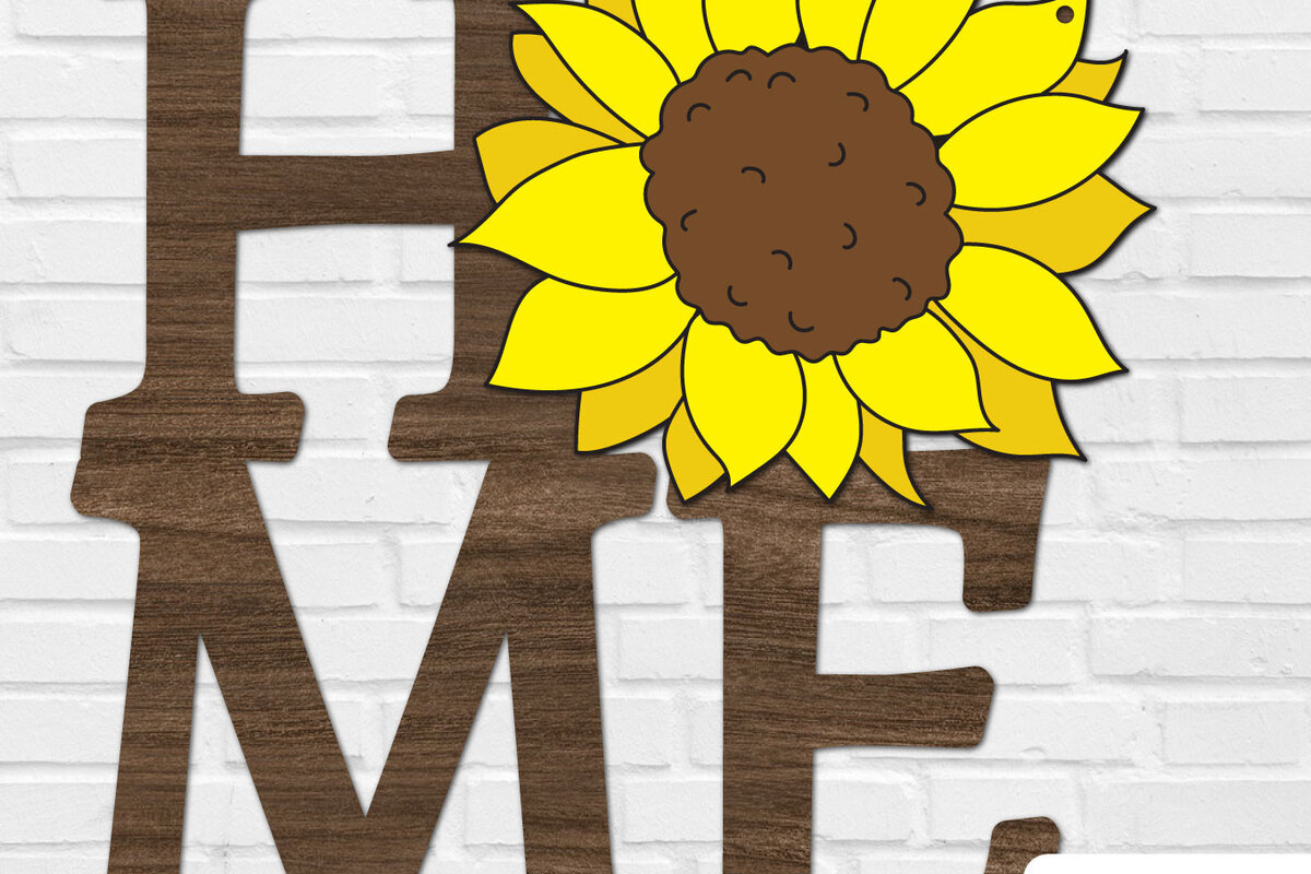 Σετ των 2 Intra απο ξύλο plywood 3mm-4mm πάχος – Αρχείο κοπής με λέιζερ πινακίδα πόρτας σπιτιού Sunflower Δίασταση  20x20 cm INTRAFABR-64136547