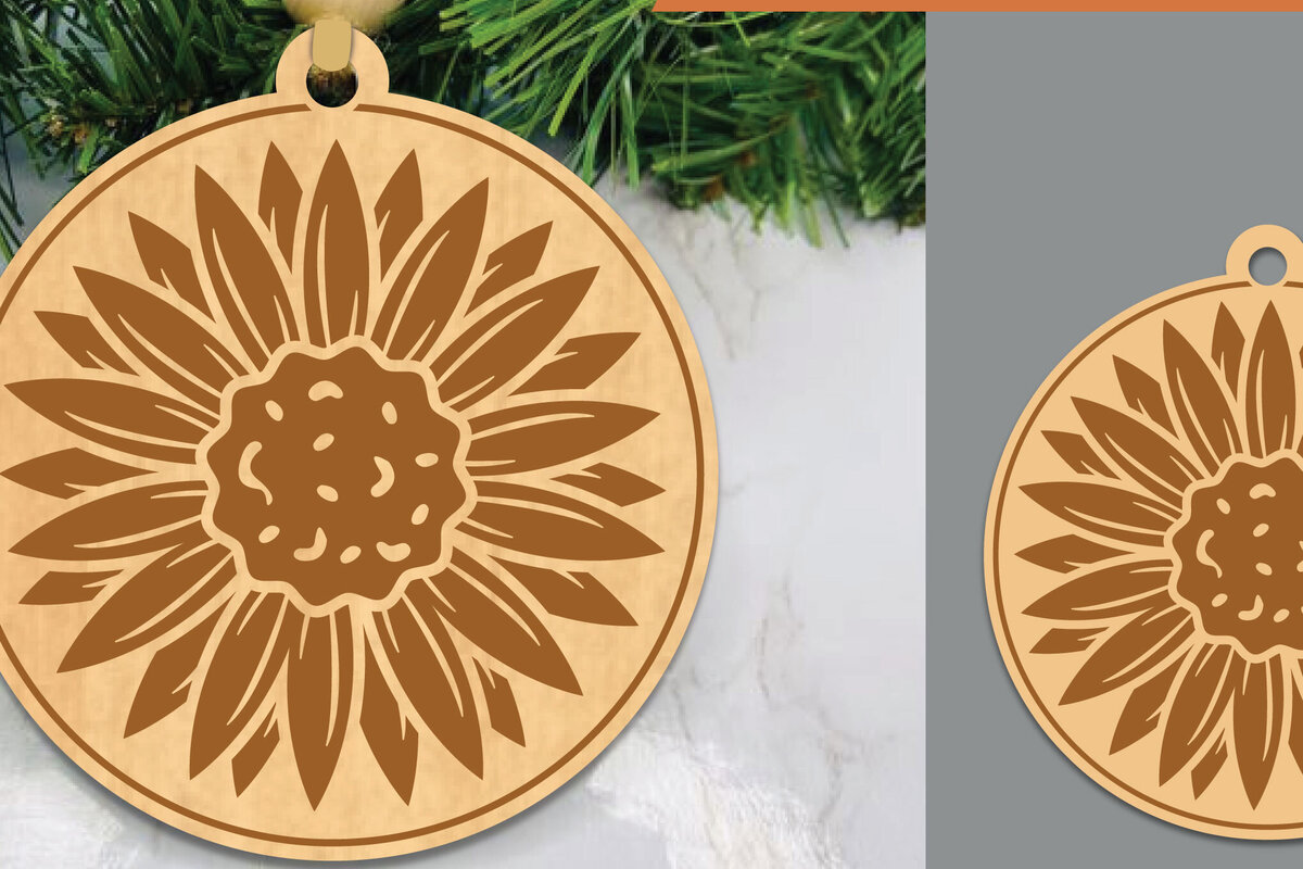 Σετ των 2 Intra απο ξύλο plywood 3mm-4mm πάχος – Στολίδι με ηλίανθου 1 Δίασταση  20x20 cm INTRAFABR-106401923