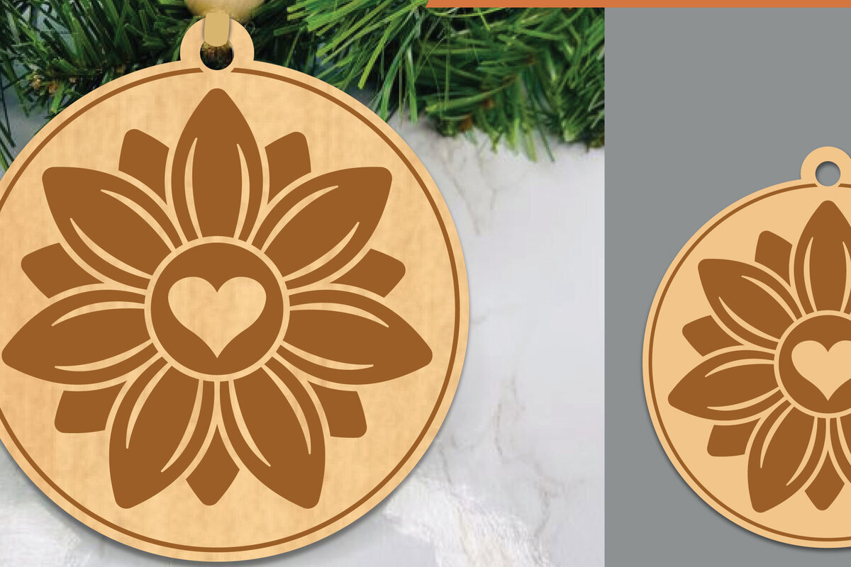 Σετ των 2 Intra απο ξύλο plywood 3mm-4mm πάχος – Στολίδι με ηλίανθου 2 Δίασταση  20x20 cm INTRAFABR-106401953