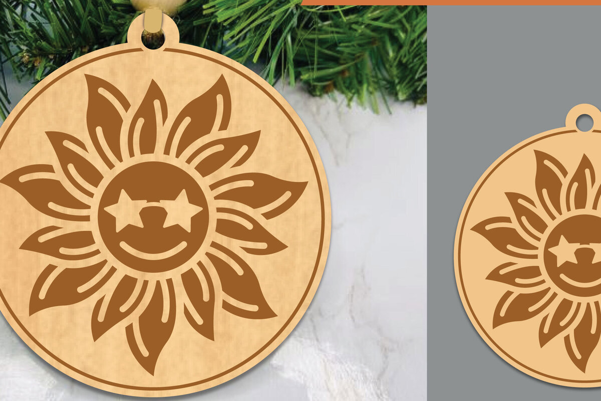 Σετ των 2 Intra απο ξύλο plywood 3mm-4mm πάχος – Στολίδι με ηλίανθου 3 Δίασταση  20x20 cm INTRAFABR-106401999