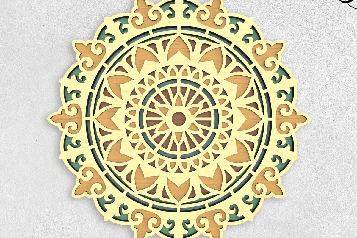 Σετ των 2 Intra απο ξύλο plywood 3mm-4mm πάχος – Sunflower Mandala 3D Layered Art Δίασταση  20x20 cm INTRAFABR-79164008