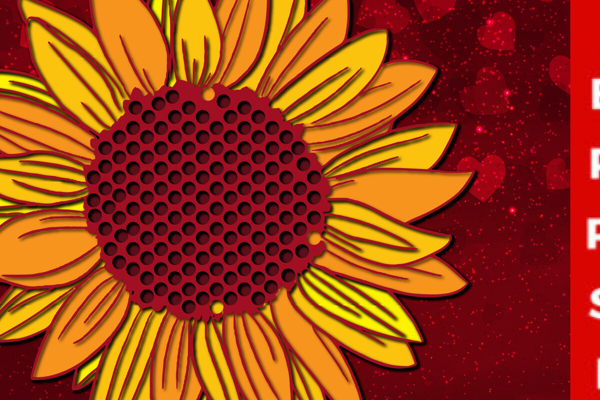 Σετ των 2 Intra απο ξύλο plywood 3mm-4mm πάχος – Sunflower Multi-layer-cut με λέιζερ Δίασταση  20x20 cm INTRAFABR-23479638