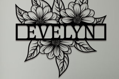 Σετ των 2 Intra απο ξύλο plywood 3mm-4mm πάχος – Σημάδι ονόματος Sunflower Δίασταση  20x20 cm INTRAFABR-99633755