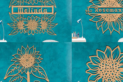 Σετ των 2 Intra απο ξύλο plywood 3mm-4mm πάχος – Πινακίδα ονόματος Sunflower Πακέτο Cut Laser Δίασταση  20x20 cm INTRAFABR-100438390