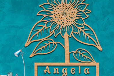 Intra απο ξύλο plywood 3mm-4mm πάχος – Σημάδι με όνομα Sunflower Art Wall Art Cut Laser Δίασταση  40x30 cm INTRAFABR-100304832