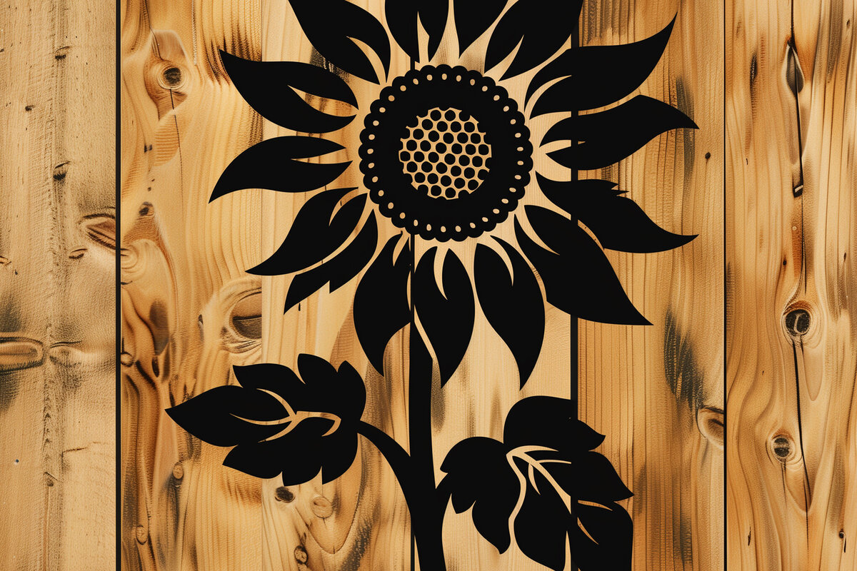 Σετ των 2 Intra απο ξύλο plywood 3mm-4mm πάχος – Αρχείο κομμένο Silhouette Sunflower Δίασταση  20x20 cm INTRAFABR-99916732