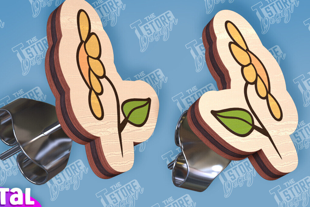 Σετ των 3 Intra απο ξύλο plywood 3mm-4mm πάχος – Σκουλαρίκια ηλίανθου Σκουλαρίκια με Δίασταση  5x5 cm INTRAFABR-95236281