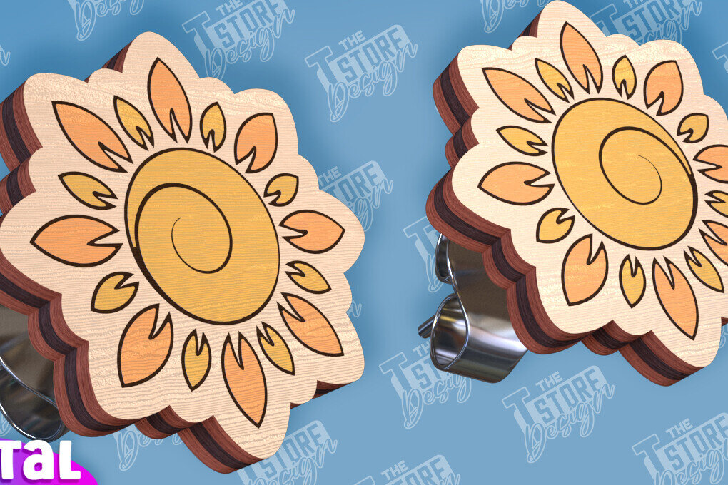 Σετ των 3 Intra απο ξύλο plywood 3mm-4mm πάχος – Σκουλαρίκια ηλίανθου Σκουλαρίκια με Δίασταση  5x5 cm INTRAFABR-95236292