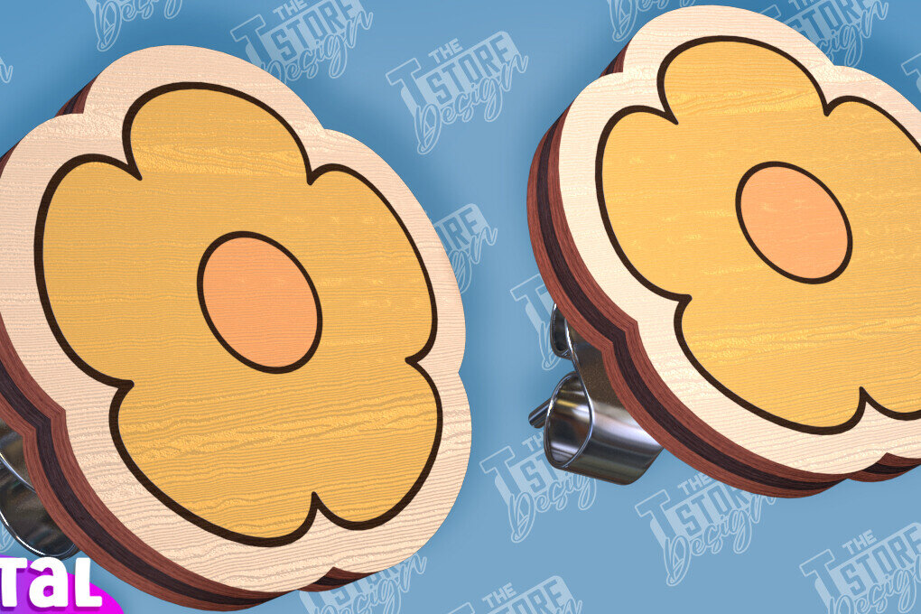 Σετ των 3 Intra απο ξύλο plywood 3mm-4mm πάχος – Σκουλαρίκια ηλίανθου Σκουλαρίκια με Δίασταση  5x5 cm INTRAFABR-95236296