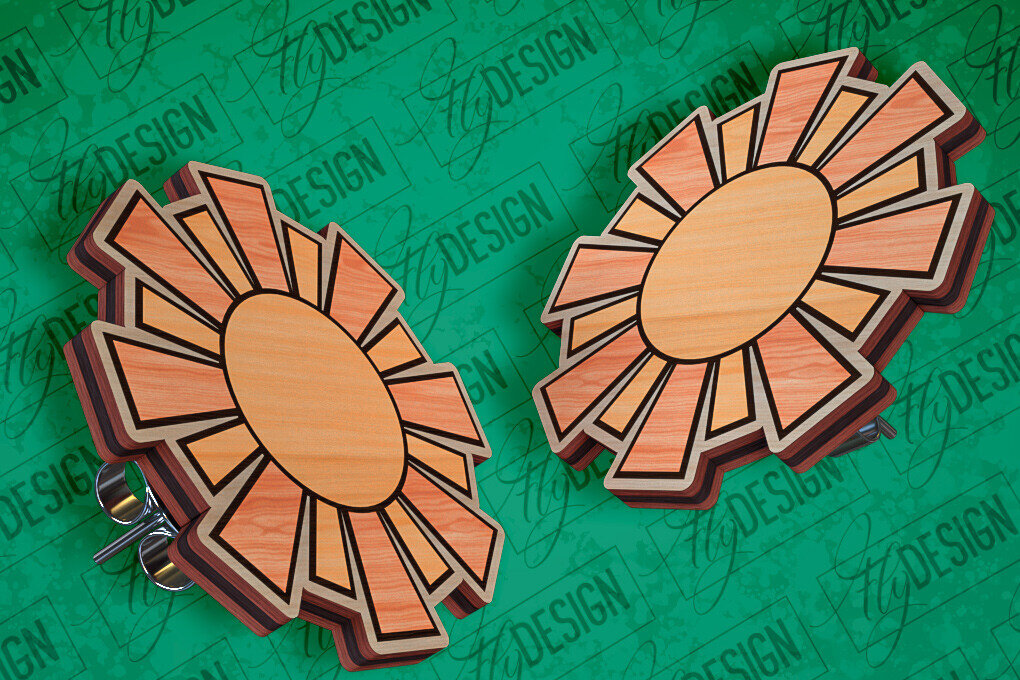 Σετ των 3 Intra απο ξύλο plywood 3mm-4mm πάχος – Σκουλαρίκια ηλίανθου Σκουλαρίκια με Δίασταση  5x5 cm INTRAFABR-94076424