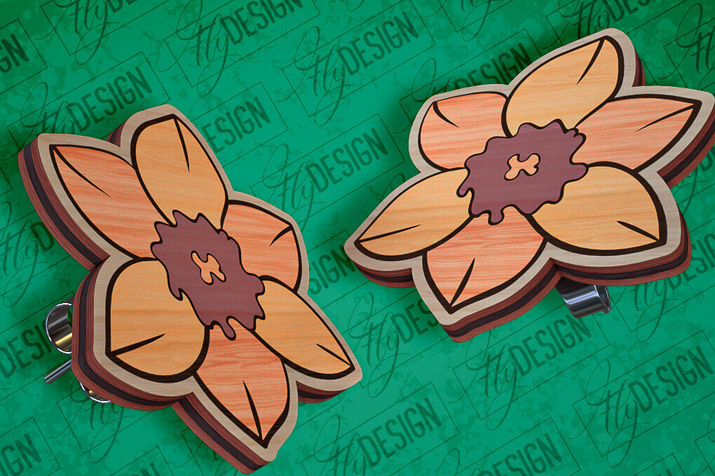 Σετ των 3 Intra απο ξύλο plywood 3mm-4mm πάχος – Σκουλαρίκια ηλίανθου Σκουλαρίκια με Δίασταση  5x5 cm INTRAFABR-94076908