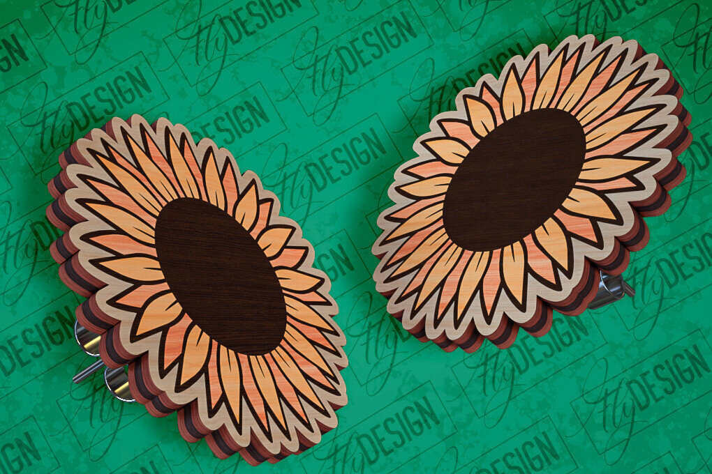 Σετ των 3 Intra απο ξύλο plywood 3mm-4mm πάχος – Σκουλαρίκια ηλίανθου Σκουλαρίκια με Δίασταση  5x5 cm INTRAFABR-94076229