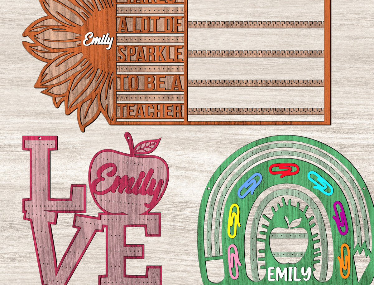 Σετ των 3 Intra απο ξύλο plywood 3mm-4mm πάχος – Σετ σκουλαρίκια δασκάλα Sunflower Stand Δίασταση  5x5 cm INTRAFABR-26062688