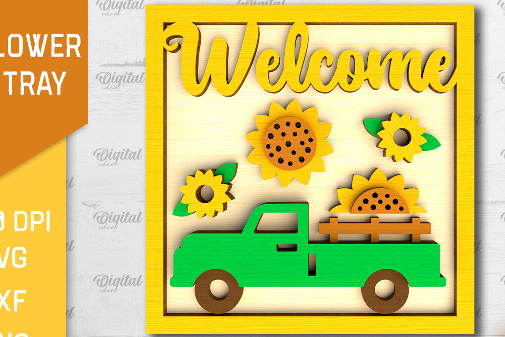 Σετ των 2 Intra απο ξύλο plywood 3mm-4mm πάχος –  κοπής με λέιζερ δίσκου βαθμίδας ηλίανθου Δίασταση  20x20 cm INTRAFABR-101108452