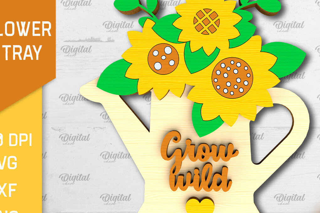 Σετ των 2 Intra απο ξύλο plywood 3mm-4mm πάχος –  κοπής με λέιζερ δίσκου βαθμίδας ηλίανθου Δίασταση  20x20 cm INTRAFABR-101108532