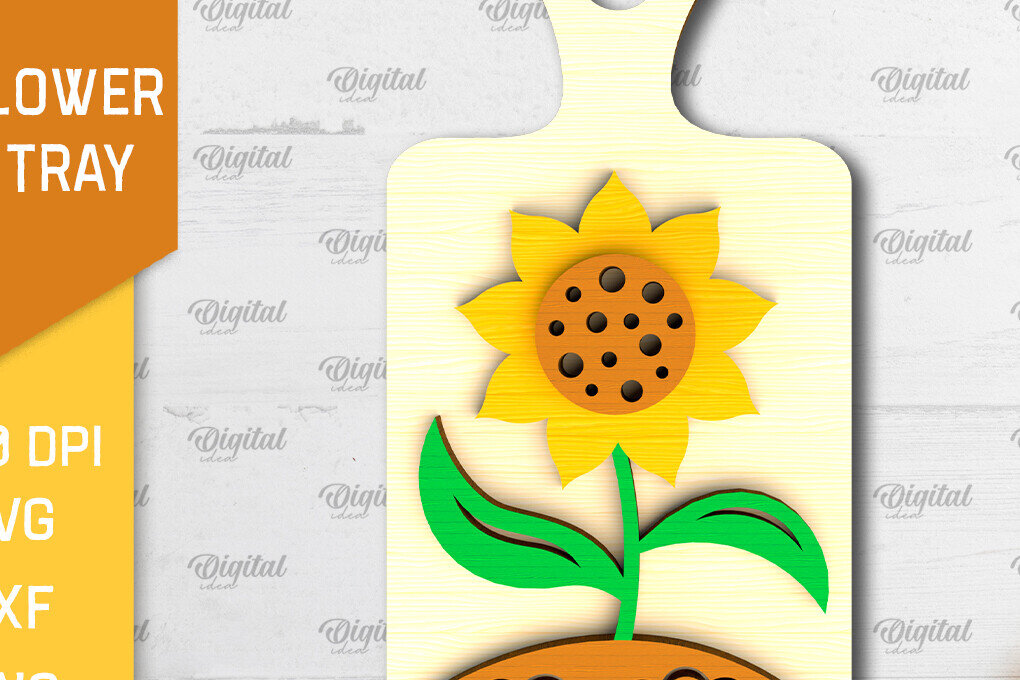 Σετ των 2 Intra απο ξύλο plywood 3mm-4mm πάχος –  κοπής με λέιζερ δίσκου βαθμίδας ηλίανθου Δίασταση  20x20 cm INTRAFABR-101109230