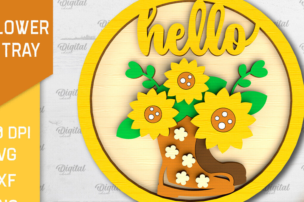 Σετ των 2 Intra απο ξύλο plywood 3mm-4mm πάχος –  κοπής με λέιζερ δίσκου βαθμίδας ηλίανθου Δίασταση  20x20 cm INTRAFABR-101109332