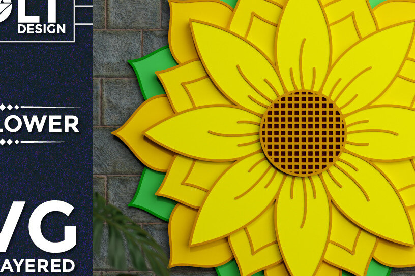 Intra απο ξύλο plywood 3mm-4mm πάχος – Sunflower Wall Art 3D Multilayered Δίασταση  40x30 cm INTRAFABR-69614952