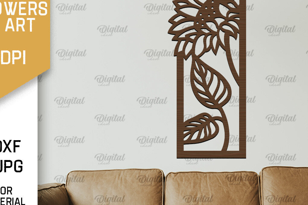 Intra απο ξύλο plywood 3mm-4mm πάχος – Κοπή Laser Art Wall Art Sunflower. Floral Δίασταση  40x30 cm INTRAFABR-100463597