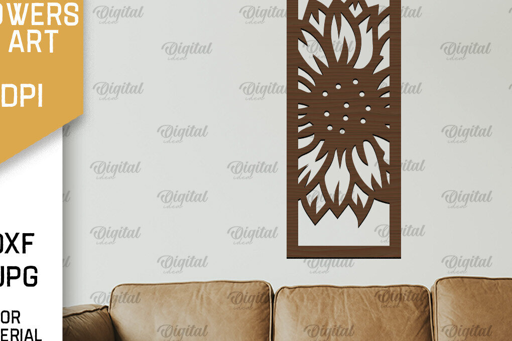 Intra απο ξύλο plywood 3mm-4mm πάχος – Κοπή Laser Art Wall Art Sunflower. Floral Δίασταση  40x30 cm INTRAFABR-100463733