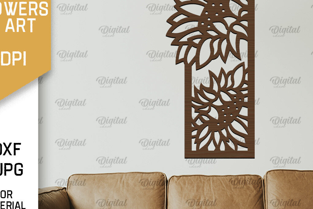 Intra απο ξύλο plywood 3mm-4mm πάχος – Κοπή Laser Art Wall Art Sunflower. Floral Δίασταση  40x30 cm INTRAFABR-100463806