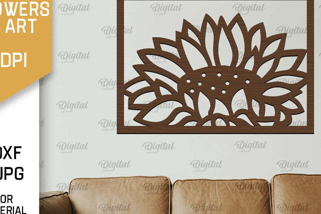 Intra απο ξύλο plywood 3mm-4mm πάχος – Κοπή Laser Art Wall Art Sunflower. Floral Δίασταση  40x30 cm INTRAFABR-100462718