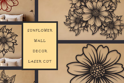 Intra απο ξύλο plywood 3mm-4mm πάχος – Πακέτο με Laser Art Wall Art Sunflower Cut Δίασταση  40x30 cm INTRAFABR-99983062