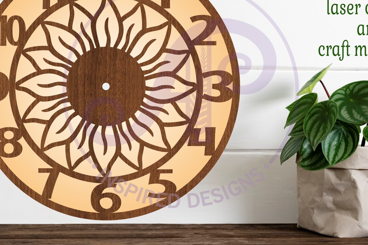 Intra απο ξύλο plywood 3mm-4mm πάχος – Ρολόι τοίχου Sunflower Files Δίασταση  40x30 cm INTRAFABR-86685584