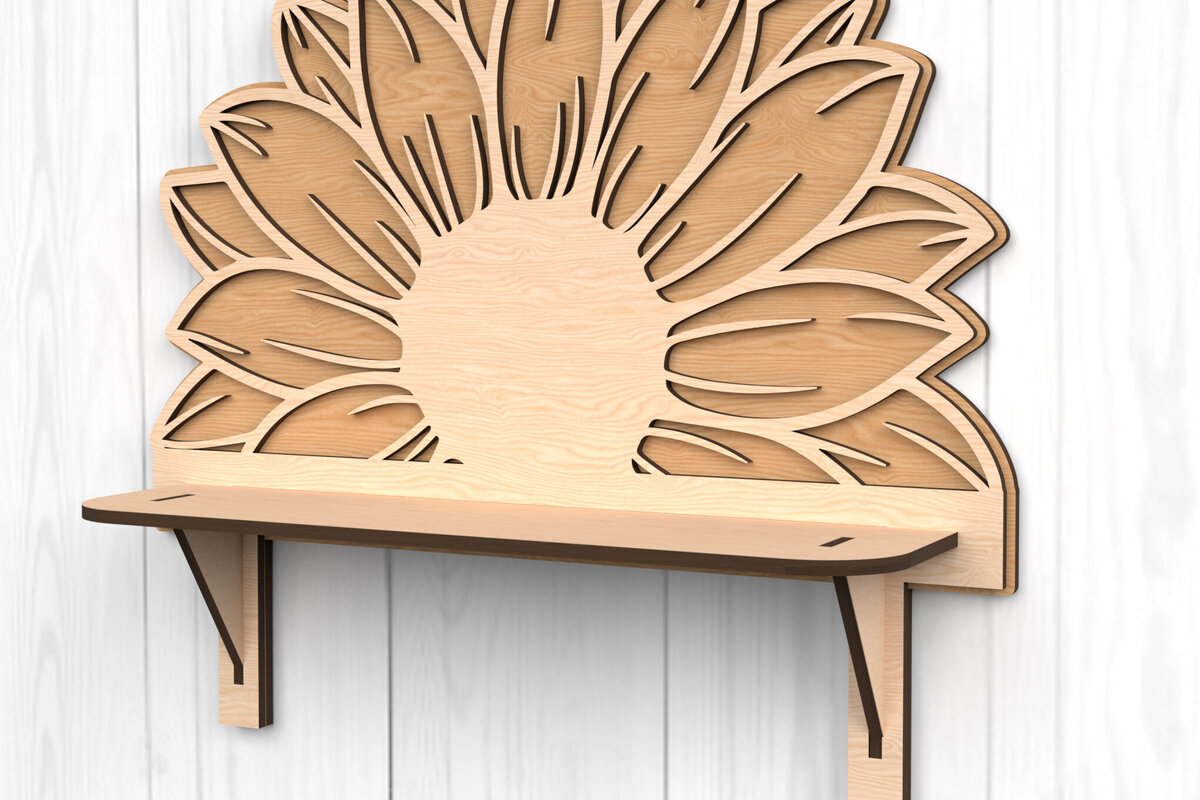 Intra απο ξύλο plywood 3mm-4mm πάχος – Ράφι τοίχου Sunflower – Δίασταση  40x30 cm INTRAFABR-118542100