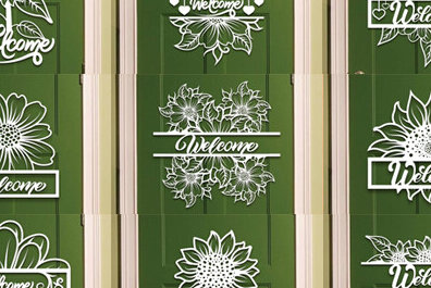 Σετ των 2 Intra απο ξύλο plywood 3mm-4mm πάχος – Πακέτο κοπής με λέιζερ καλωσορίσματος Sunflower Sign Δίασταση  40x30 cm INTRAFABR-100591675