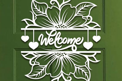 Intra απο ξύλο plywood 3mm-4mm πάχος – Sunflower Welcome Sign Wall Art Lasercut Δίασταση  40x30 cm INTRAFABR-100382070