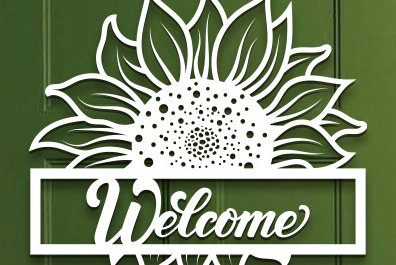 Intra απο ξύλο plywood 3mm-4mm πάχος – Sunflower Welcome Sign Wall Art Lasercut Δίασταση  40x30 cm INTRAFABR-100382089