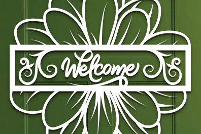 Intra απο ξύλο plywood 3mm-4mm πάχος – Sunflower Welcome Sign Wall Art Lasercut Δίασταση  40x30 cm INTRAFABR-100382113