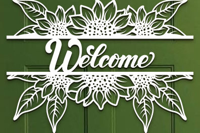 Intra απο ξύλο plywood 3mm-4mm πάχος – Sunflower Welcome Sign Wall Art Lasercut Δίασταση  40x30 cm INTRAFABR-100382122