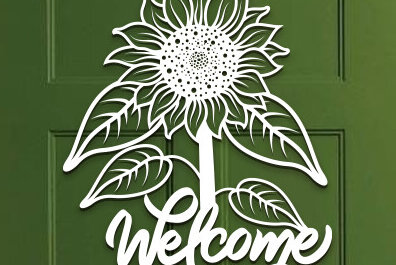 Intra απο ξύλο plywood 3mm-4mm πάχος – Sunflower Welcome Sign Wall Art Lasercut Δίασταση  40x30 cm INTRAFABR-100382046