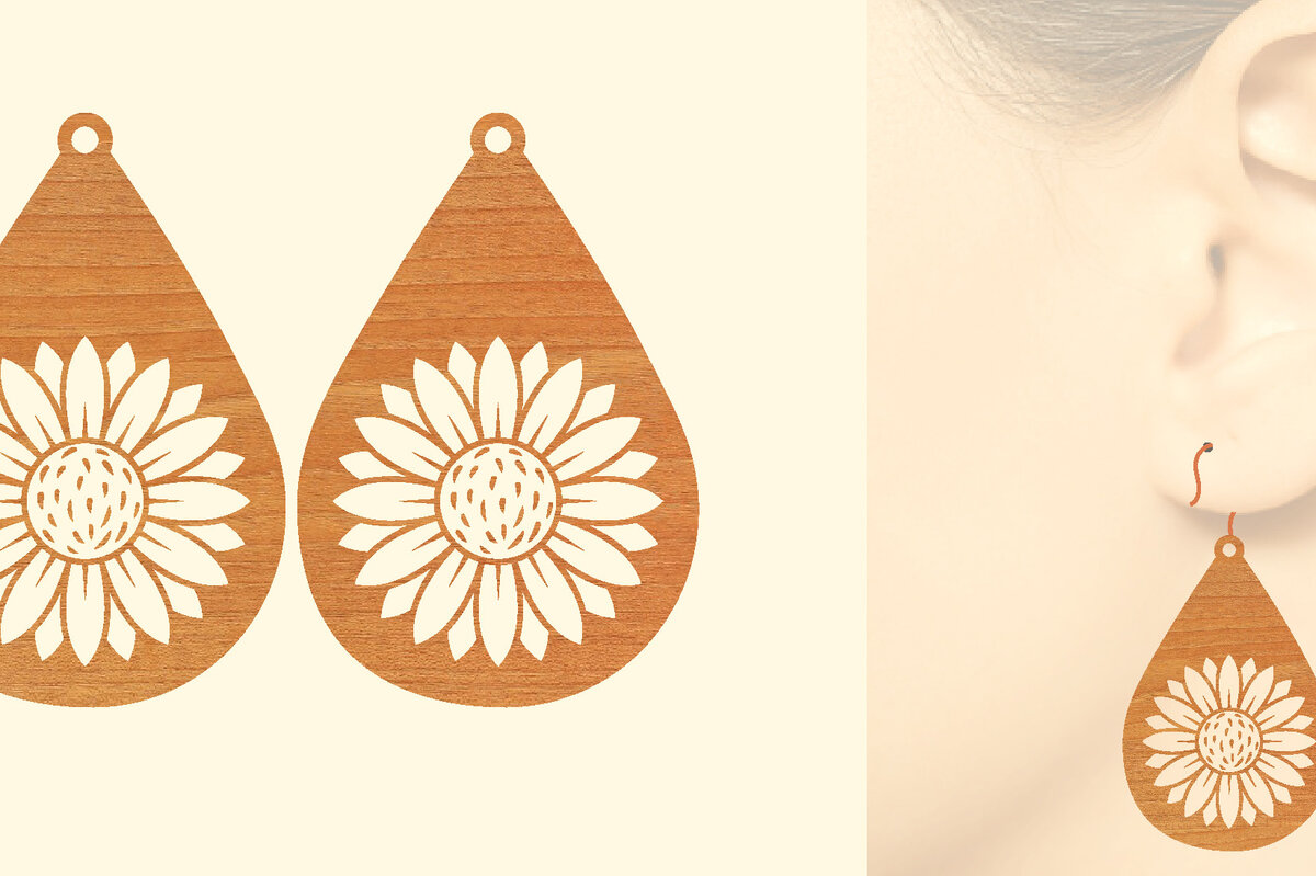 Σετ των 3 Intra απο ξύλο plywood 3mm-4mm πάχος – Σκουλαρίκια από ξύλο ηλίανθου με Δίασταση  5x5 cm INTRAFABR-63118106