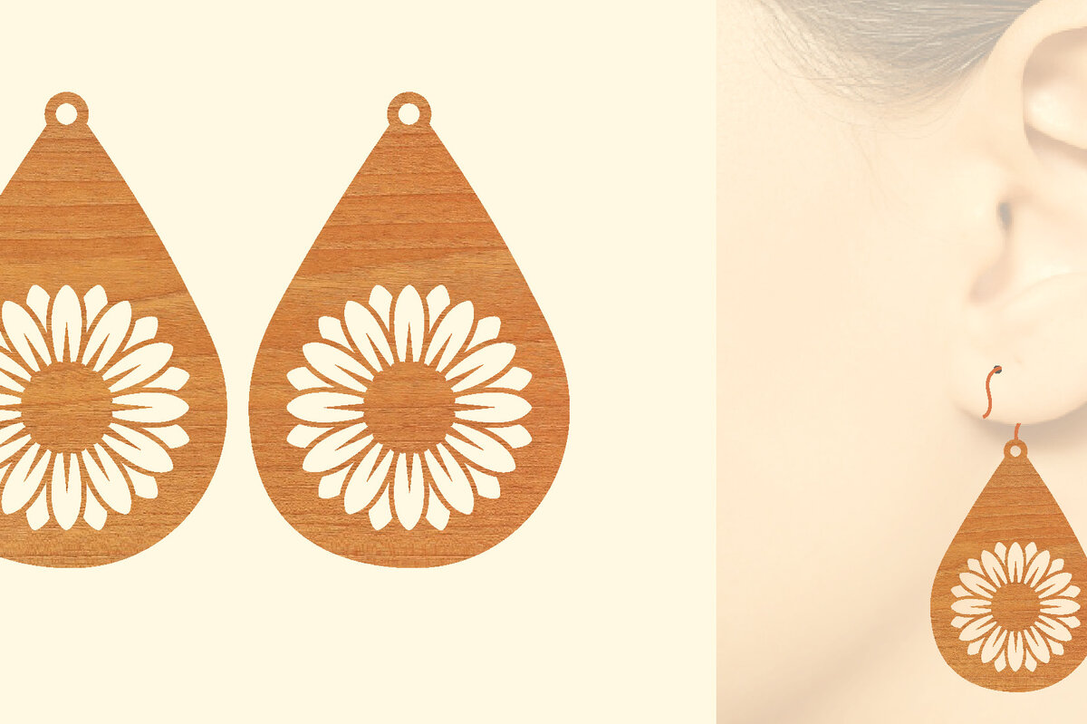 Σετ των 3 Intra απο ξύλο plywood 3mm-4mm πάχος – Σκουλαρίκια από ξύλο ηλίανθου με Δίασταση  5x5 cm INTRAFABR-63117028