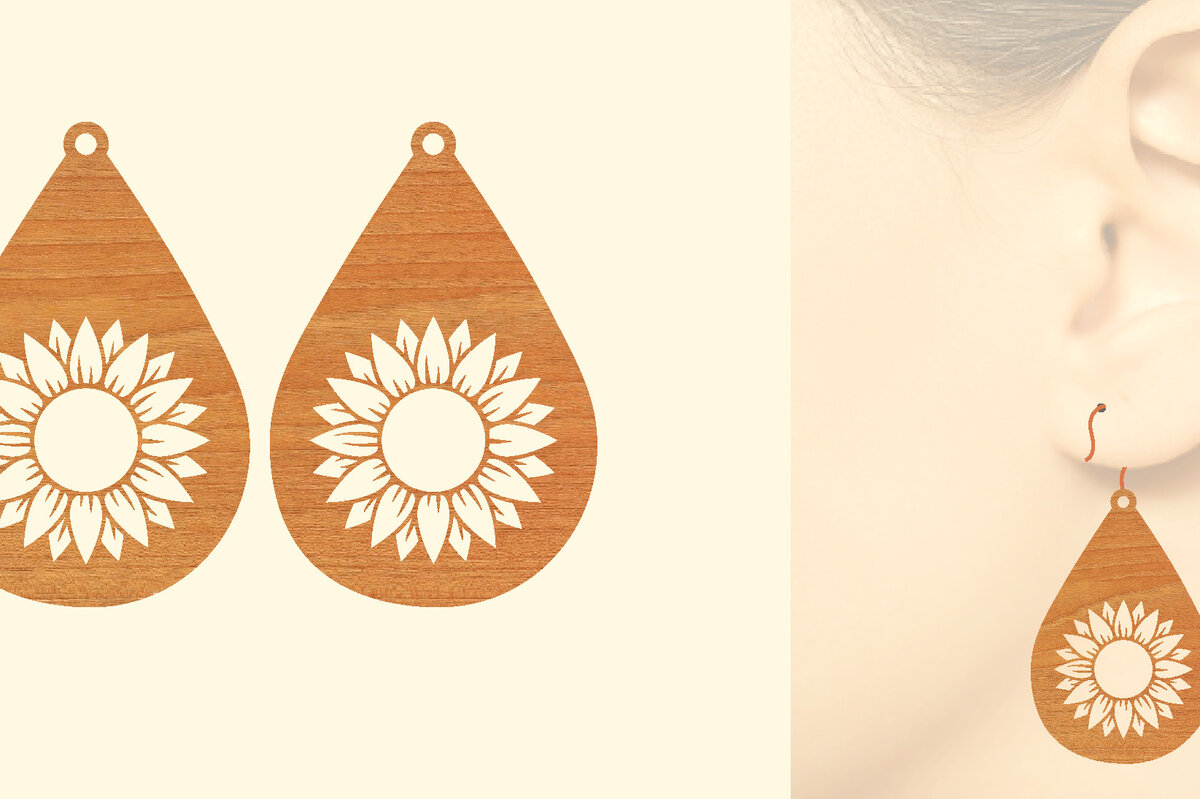 Σετ των 3 Intra απο ξύλο plywood 3mm-4mm πάχος – Σκουλαρίκια από ξύλο ηλίανθου με Δίασταση  5x5 cm INTRAFABR-63130463