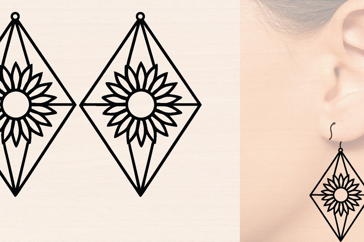 Σετ των 3 Intra απο ξύλο plywood 3mm-4mm πάχος – Σκουλαρίκια από ξύλο ηλίανθου με Δίασταση  5x5 cm INTRAFABR-120423429