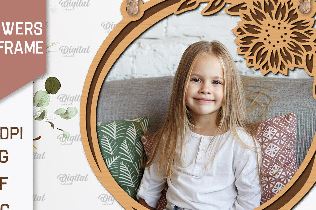 Σετ των 2 Intra απο ξύλο plywood 3mm-4mm πάχος – Κορνίζες Ηλίανθων  κοπής με λέιζερ Δίασταση  20x20 cm INTRAFABR-100543864