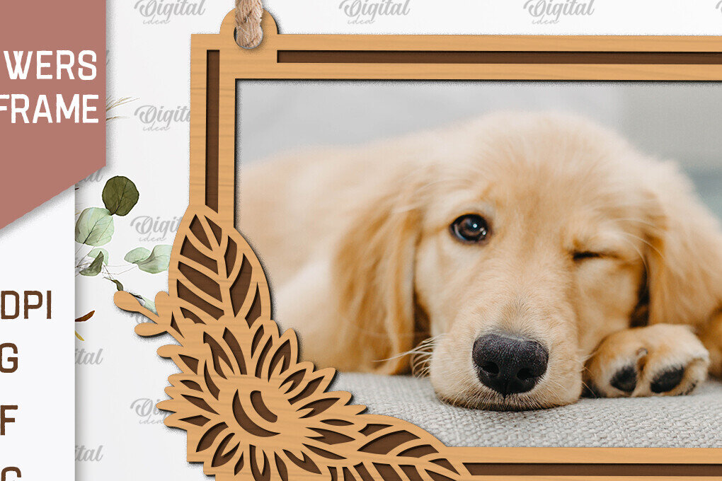 Σετ των 2 Intra απο ξύλο plywood 3mm-4mm πάχος – Κορνίζες Ηλίανθων  κοπής με λέιζερ Δίασταση  20x20 cm INTRAFABR-100543234