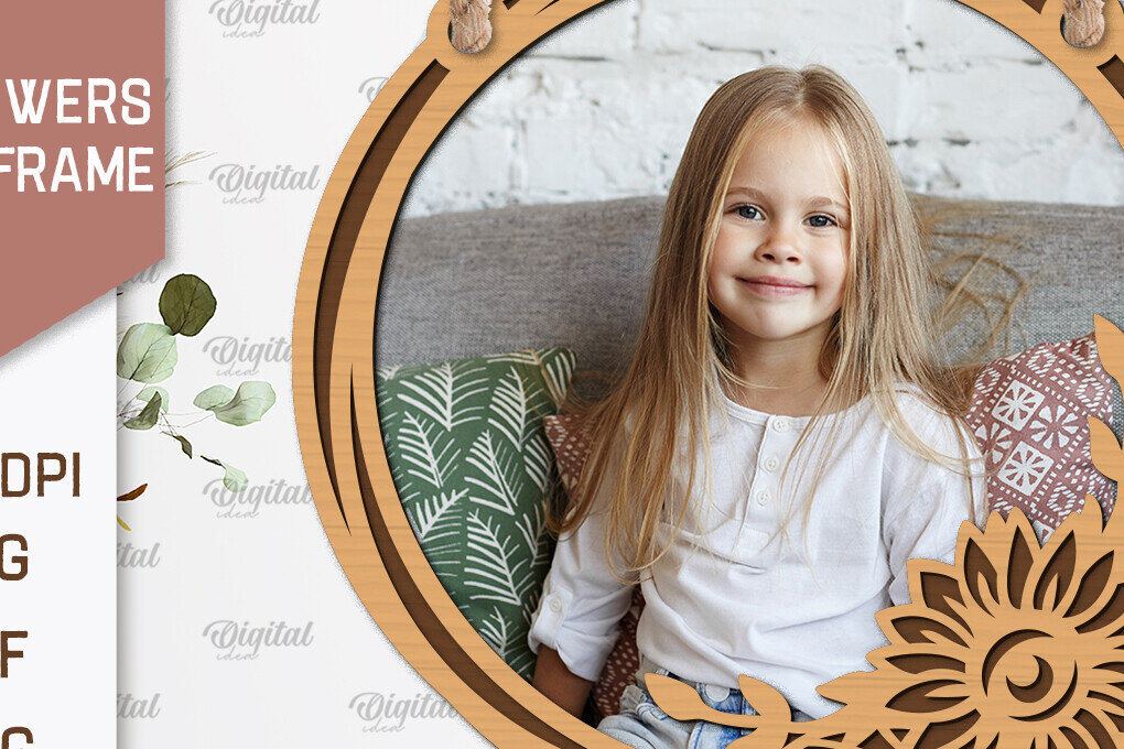 Σετ των 2 Intra απο ξύλο plywood 3mm-4mm πάχος – Κορνίζες Ηλίανθων  κοπής με λέιζερ Δίασταση  20x20 cm INTRAFABR-100543308